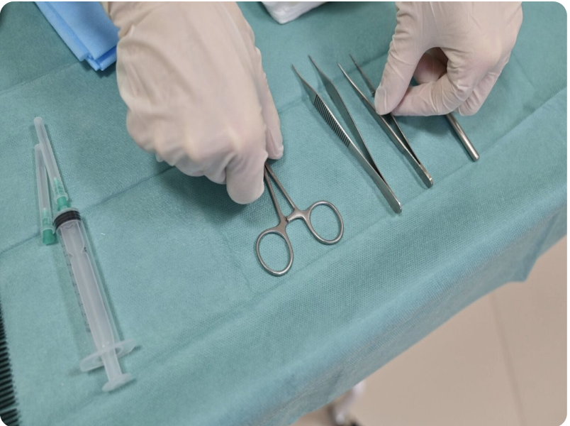 Surgeons performing a cholecystectomy