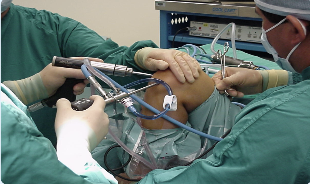 Surgeons performing laparoscopic surgery